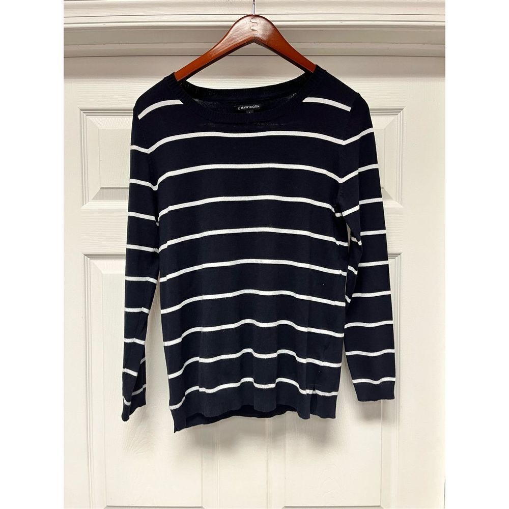 41Hawthorn Black & White Nautical Stripe Light Weight Tunic Sweater sz L